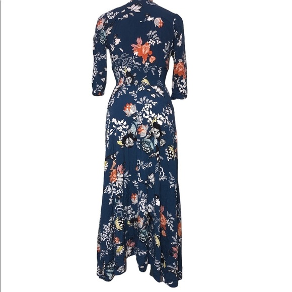 Jaase Mia Maxi Dress In Miak Print Smocked Waist 3/4 Sleeve Blue Size Small - Picture 6 of 10